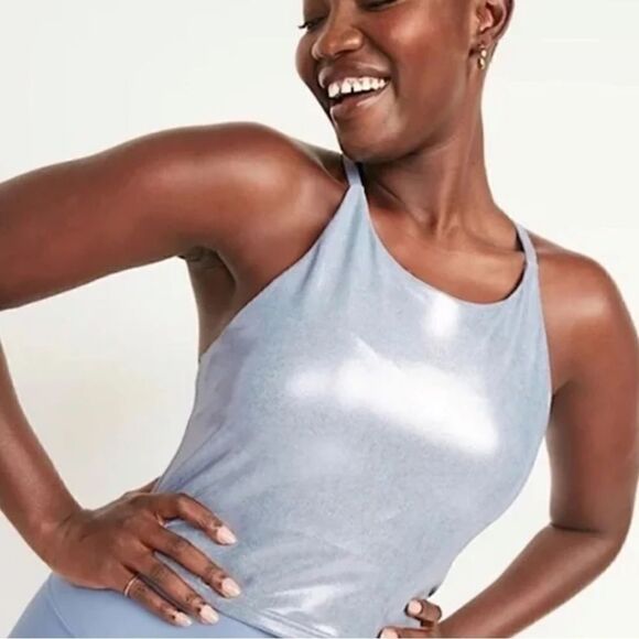 Old Navy Powersoft Longline Bra Blue Melted Ice - Picture 7 of 8